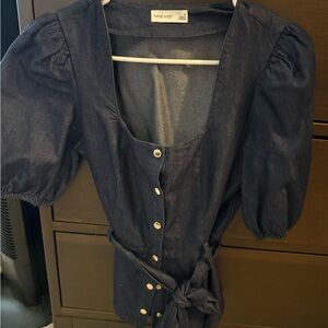 Nine West Dark Blue Button-Up Dress